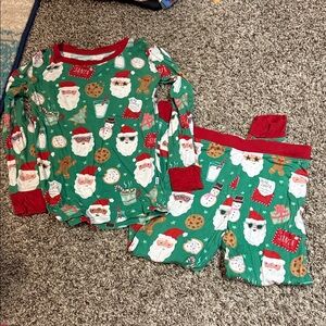 Little Sleepies limited edition Festive Santa Kids Pajamas - Green and Red